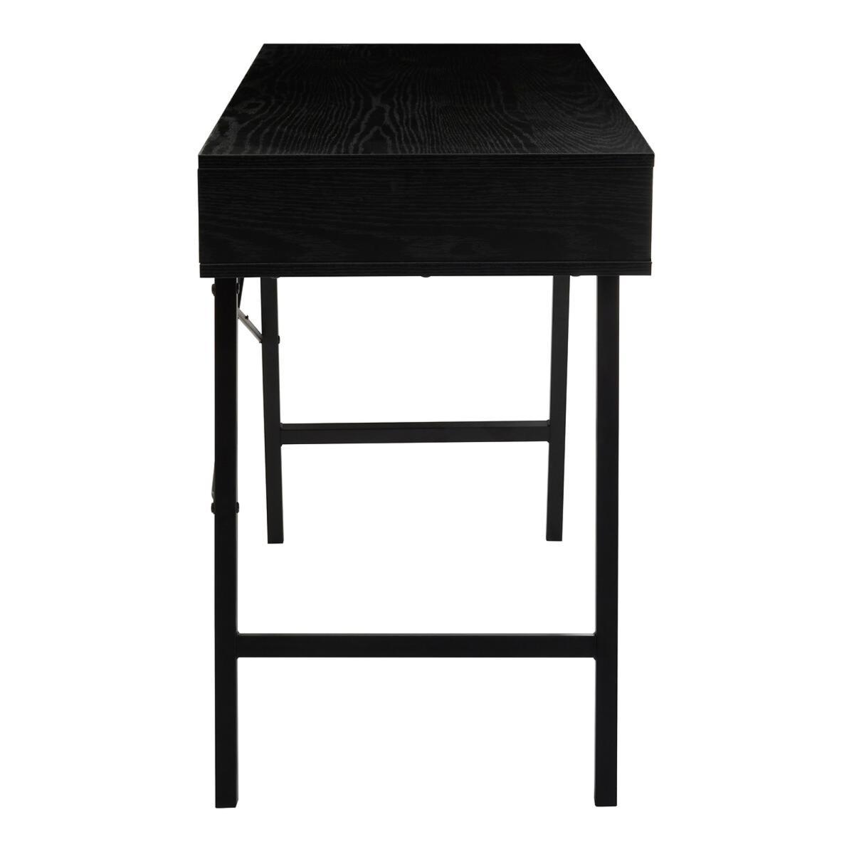 Black Oak Effect 2 Drawer Desk with Black Frame – image 3