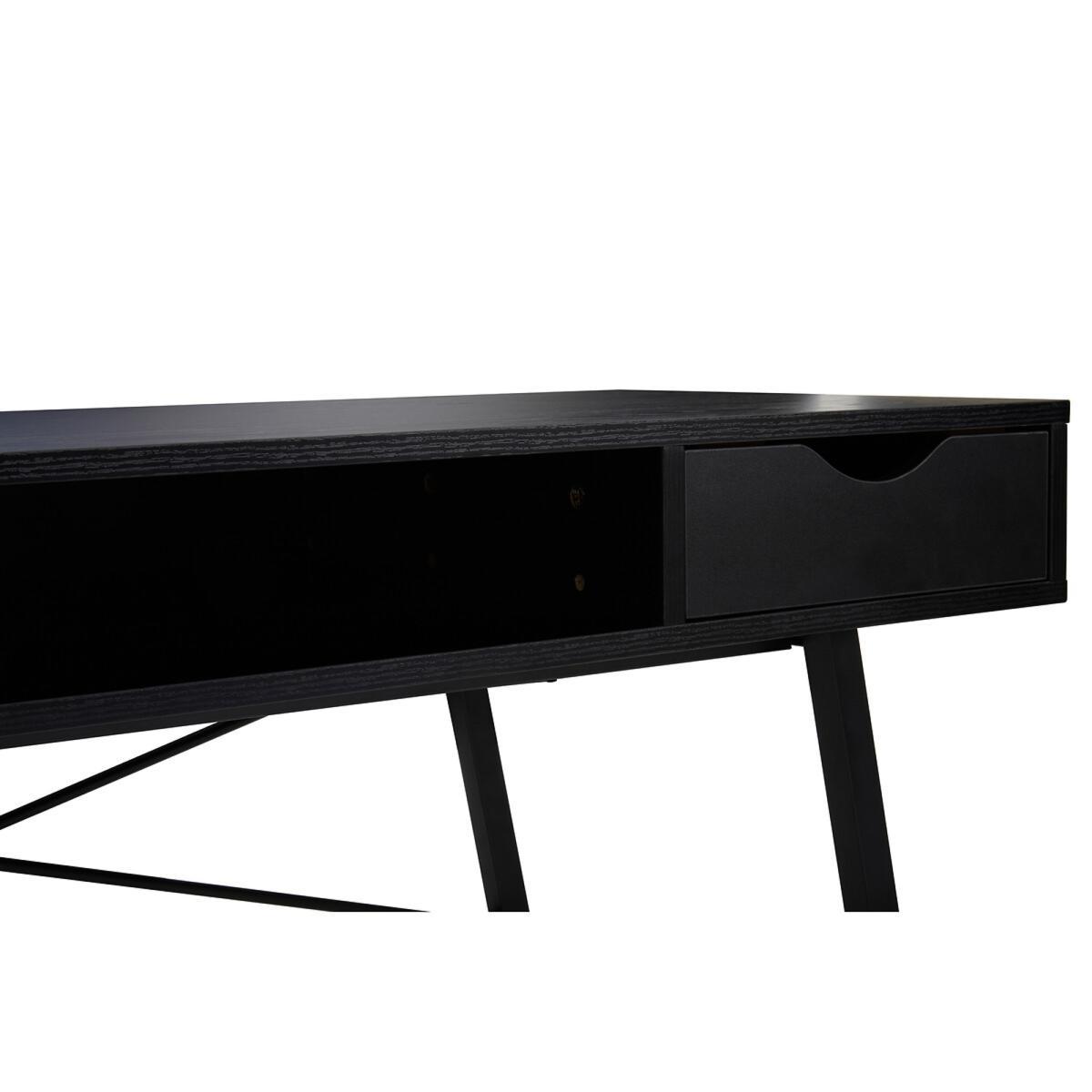 Black Oak Effect 2 Drawer Desk with Black Frame – image 5