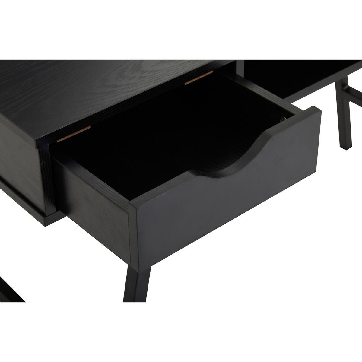 Black Oak Effect 2 Drawer Desk with Black Frame – image 6