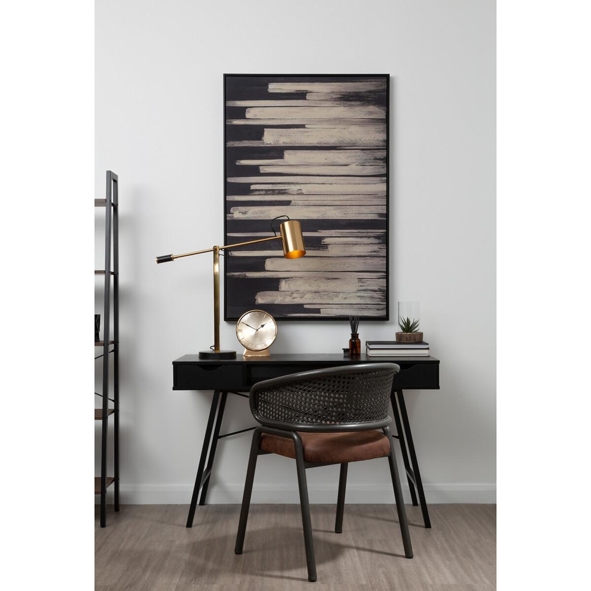 Black Oak Effect 2 Drawer Desk with Black Frame – image 8