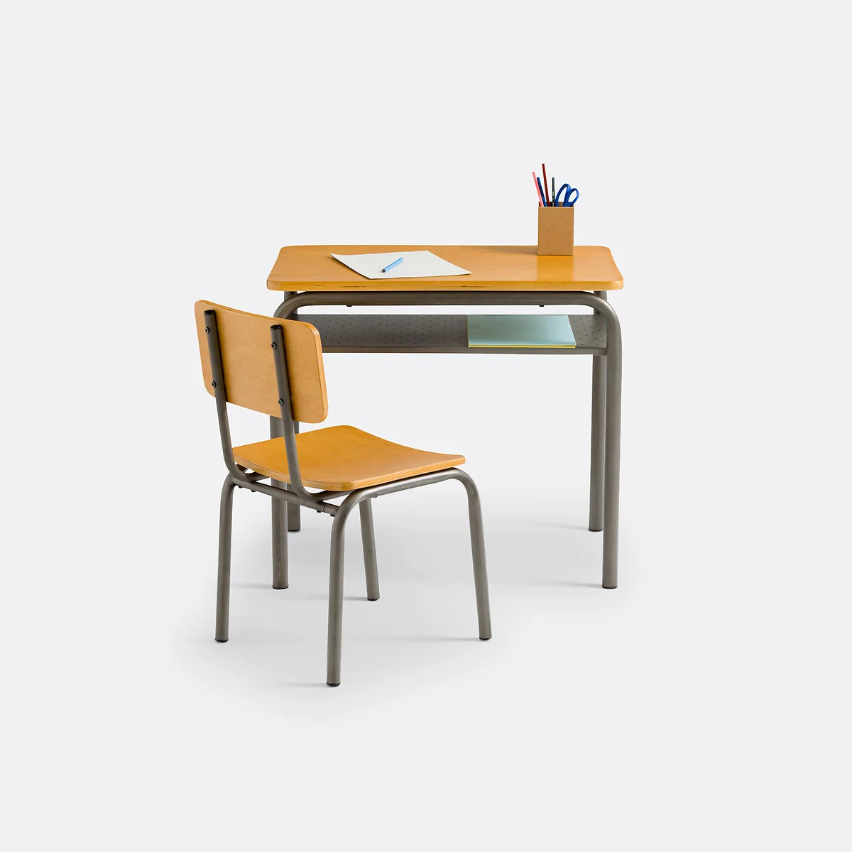 Buton Vintage Metal School Desk and Chair – image 3