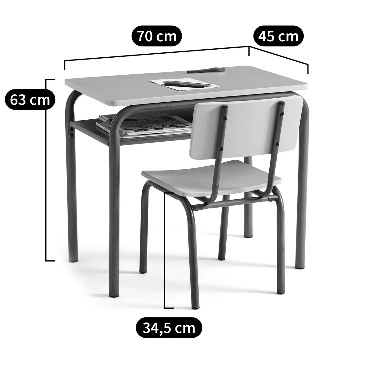 Buton Vintage Metal School Desk and Chair – image 5