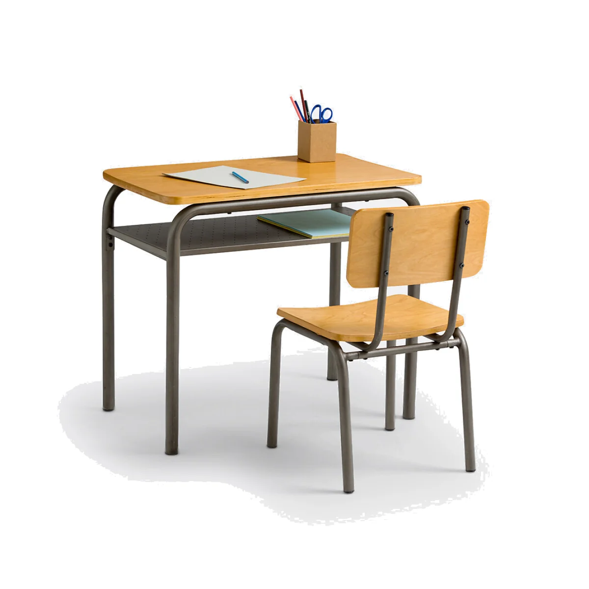 Buton Vintage Metal School Desk and Chair – image 1