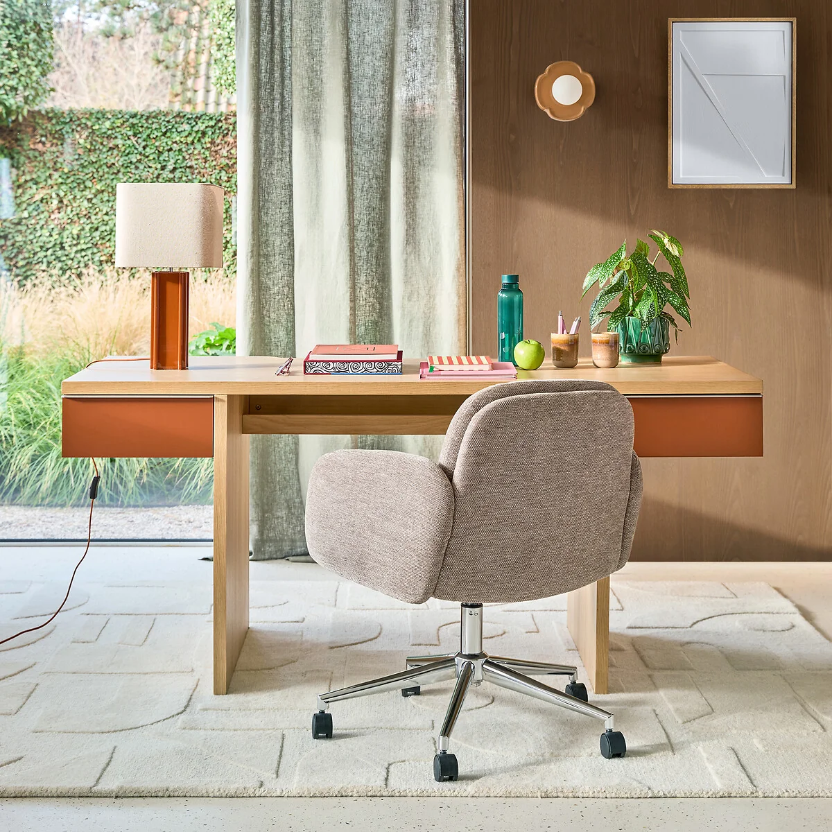 Siem XL Desk in Oak Veneer with 2 Lacquered Drawers – image 2