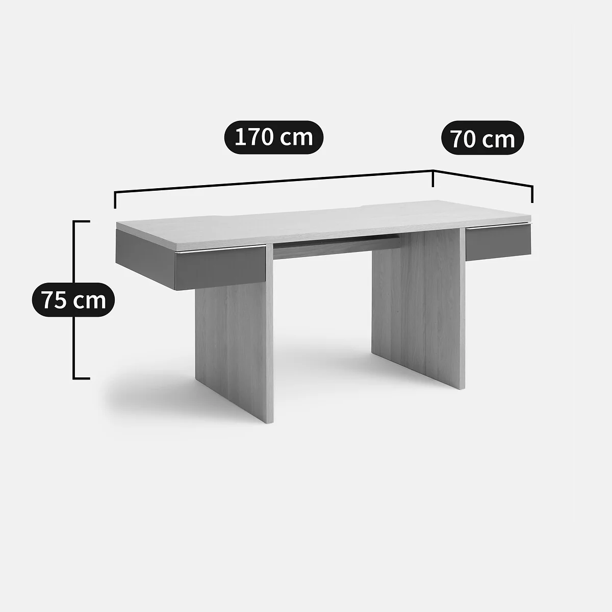 Siem XL Desk in Oak Veneer with 2 Lacquered Drawers – image 6