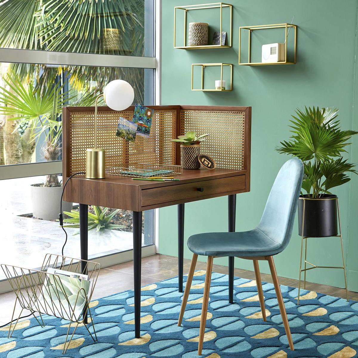 Noya Vintage Desk with Rattan Panels – image 3