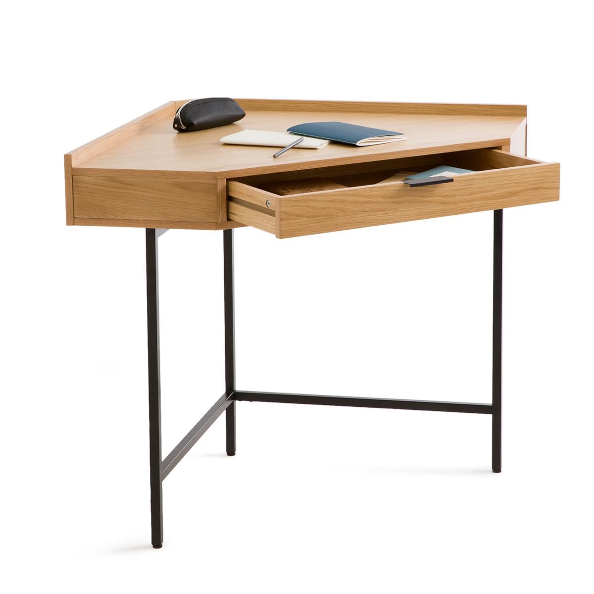 Volga Wood & Metal Corner Console Desk with 1 Drawer – image 3