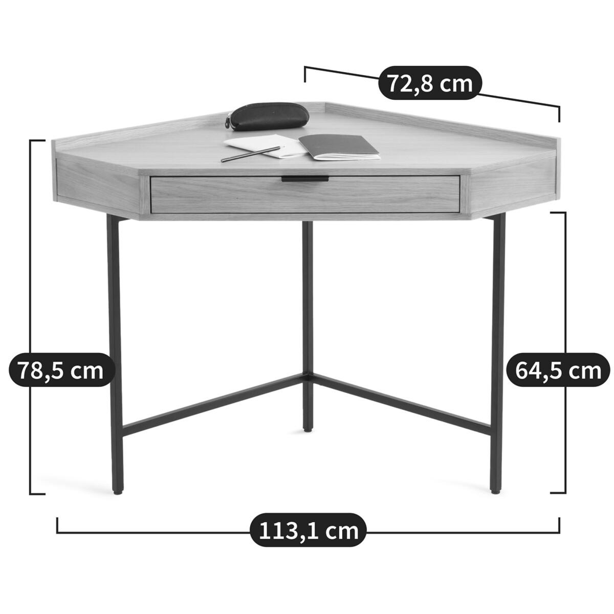 Volga Wood & Metal Corner Console Desk with 1 Drawer – image 7