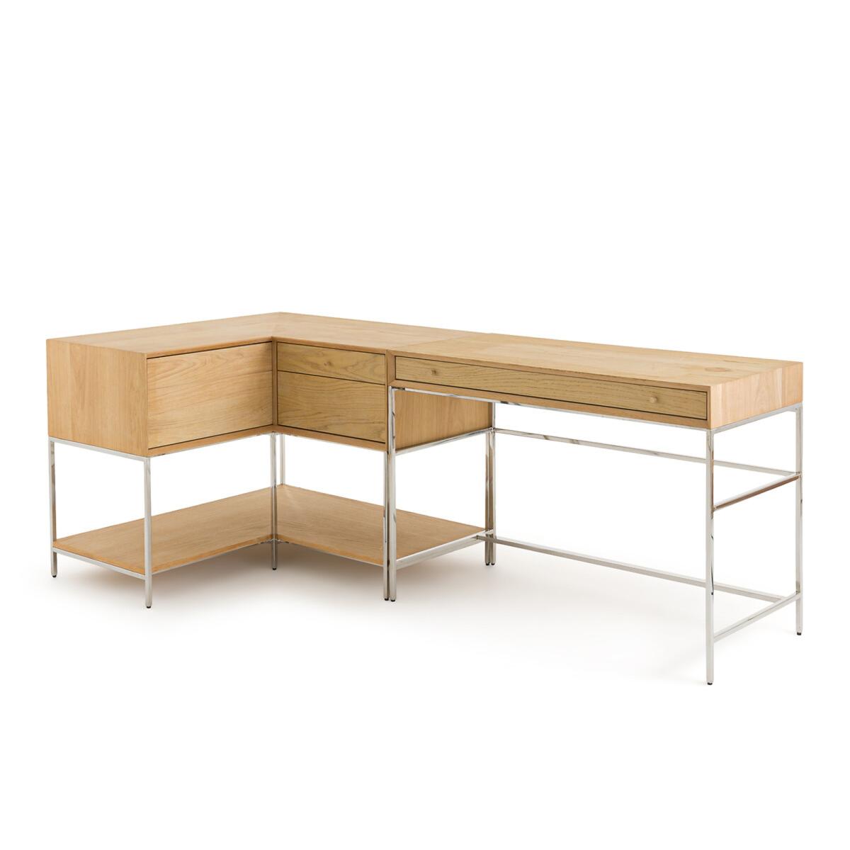 Zaim Oak Veneer and Chrome Desk – image 6
