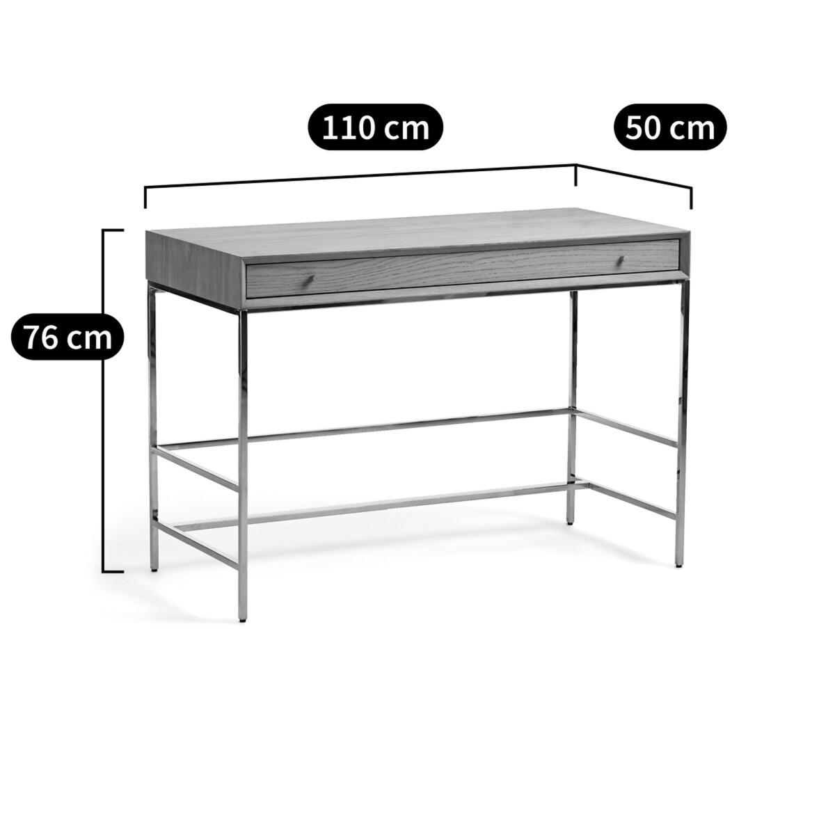 Zaim Oak Veneer and Chrome Desk – image 9