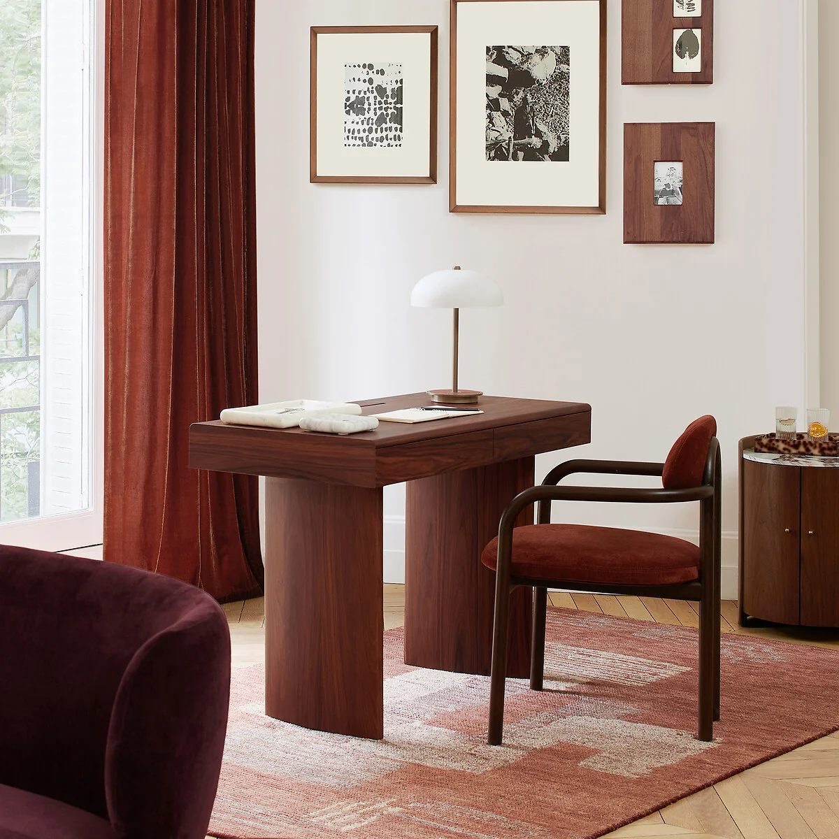 Levenor 2-Drawer Desk in MDF with Rosewood Veneer – image 2