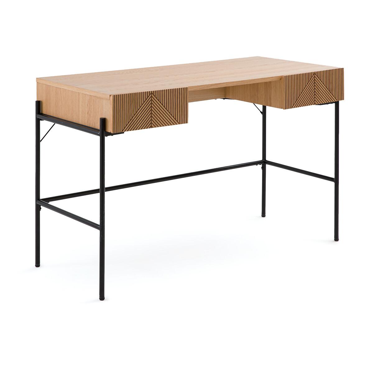 Lodge Oak Veneer 2-Drawer Desk – image 2