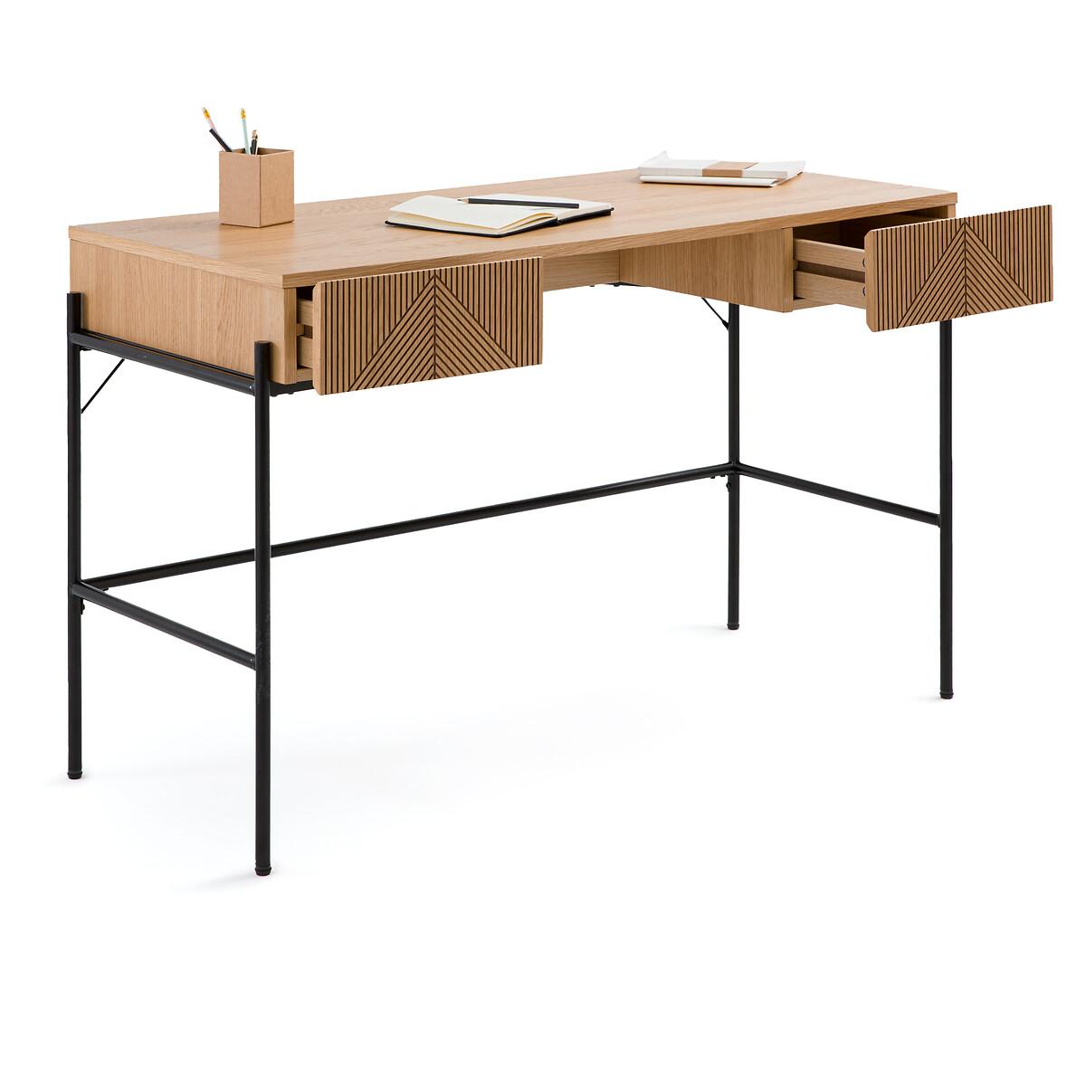 Lodge Oak Veneer 2-Drawer Desk – image 3