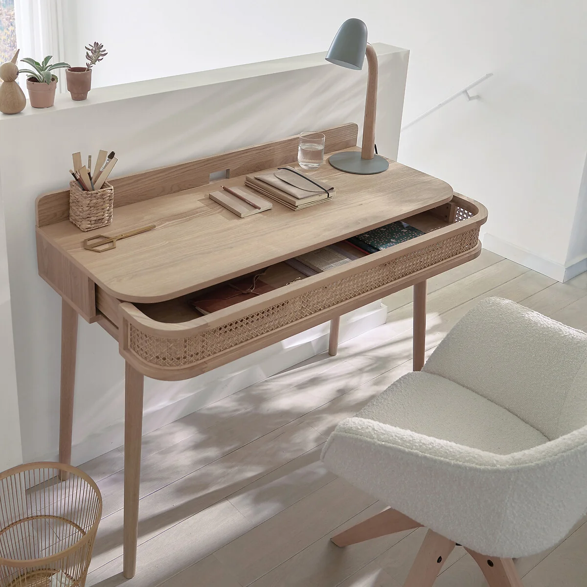 Laora Canework Desk with Drawer – image 3
