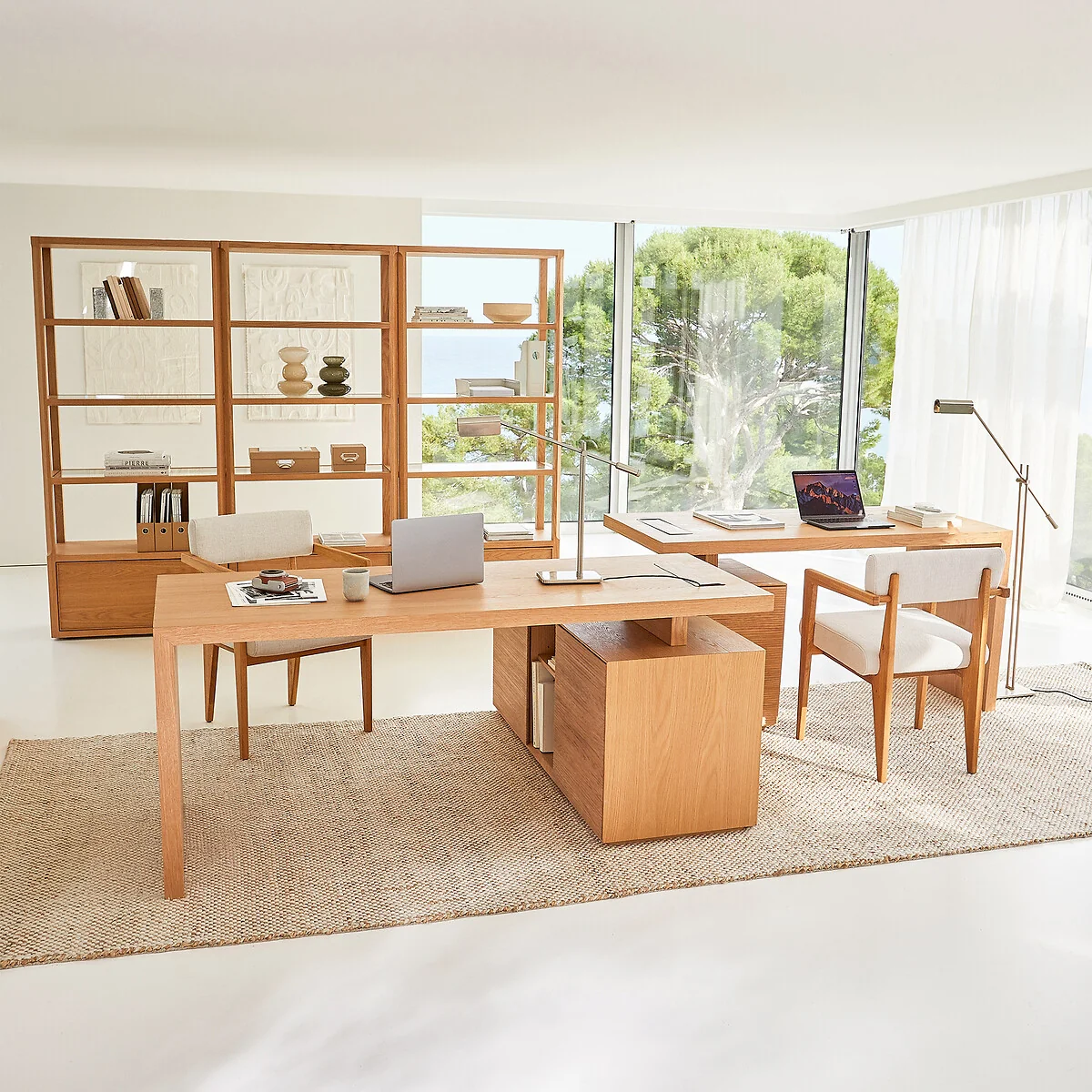 Mikube Oak and Veneer Desk with 2-Door Unit – image 3