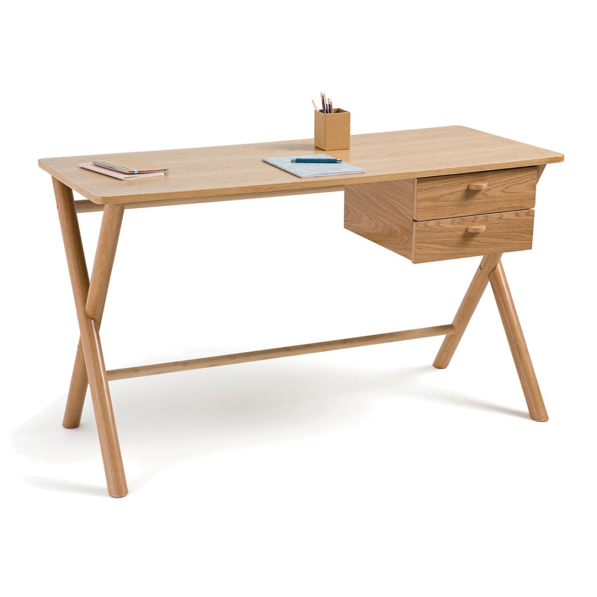 Tivali Oak Veneer 2-Drawer Desk – image 1