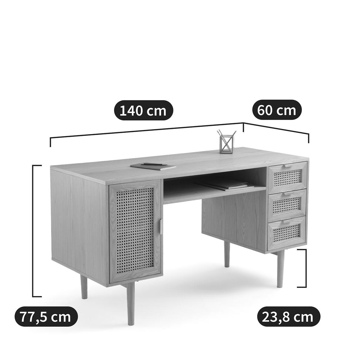 Loris Oak Veneer and Rattan Double Unit Desk – image 8