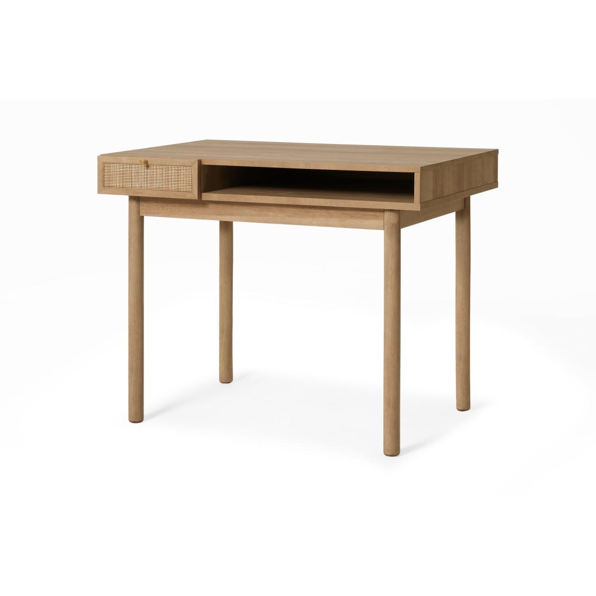Pavia Compact Desk, Natural Rattan & Oak Effect – image 3