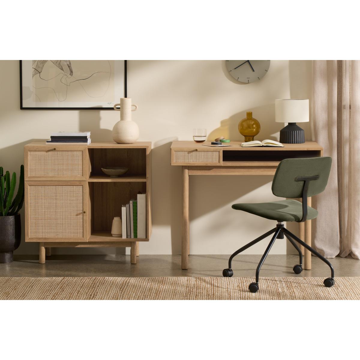 Pavia Compact Desk, Natural Rattan & Oak Effect – image 4
