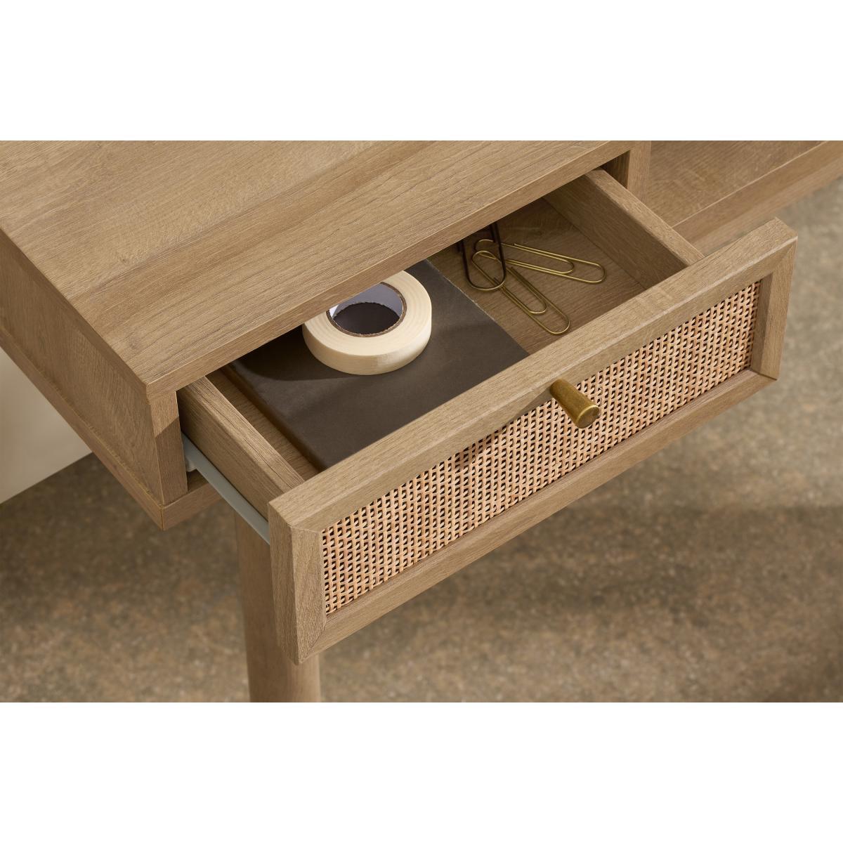 Pavia Compact Desk, Natural Rattan & Oak Effect – image 5