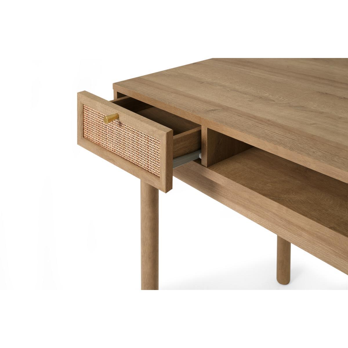 Pavia Compact Desk, Natural Rattan & Oak Effect – image 6