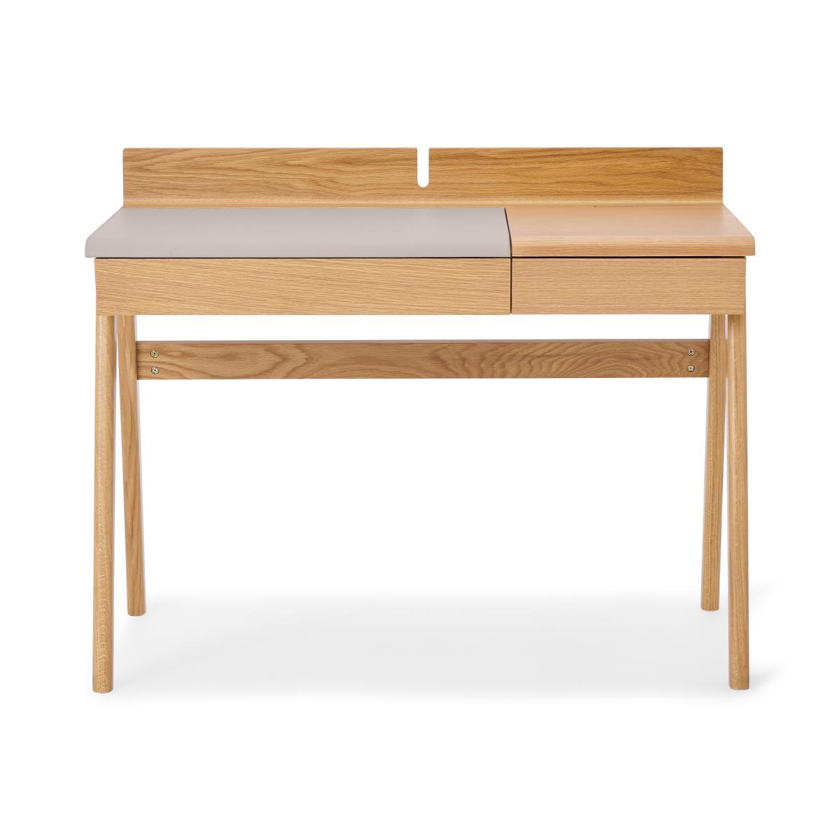Calama Compact Desk, Oak & Faux Leather – image 2