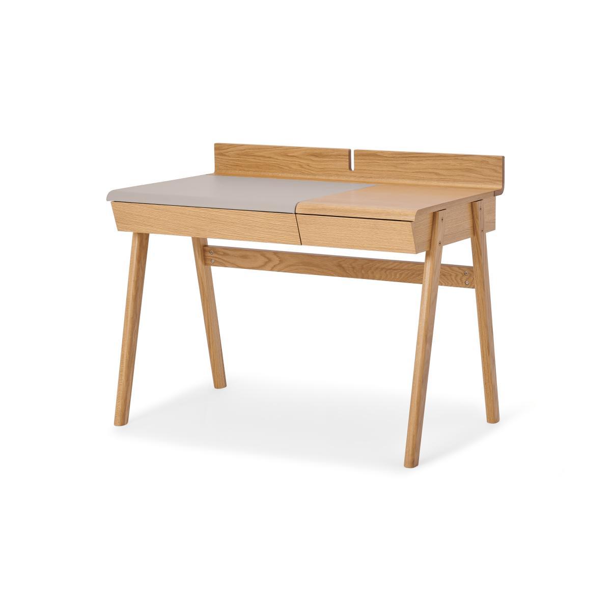 Calama Compact Desk, Oak & Faux Leather – image 3