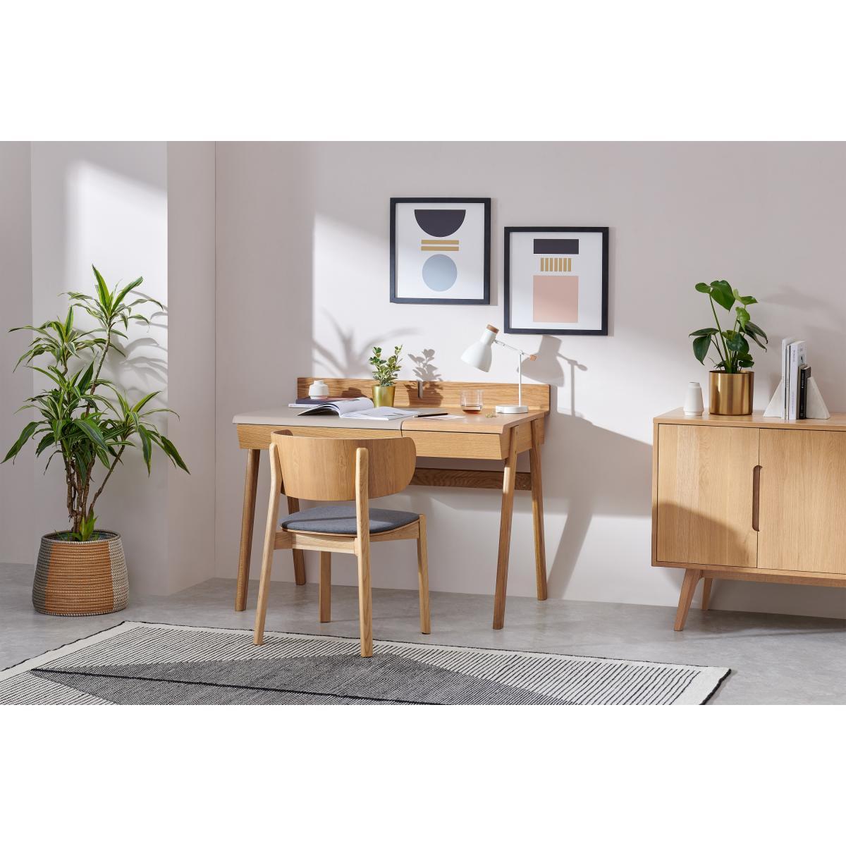 Calama Compact Desk, Oak & Faux Leather – image 4