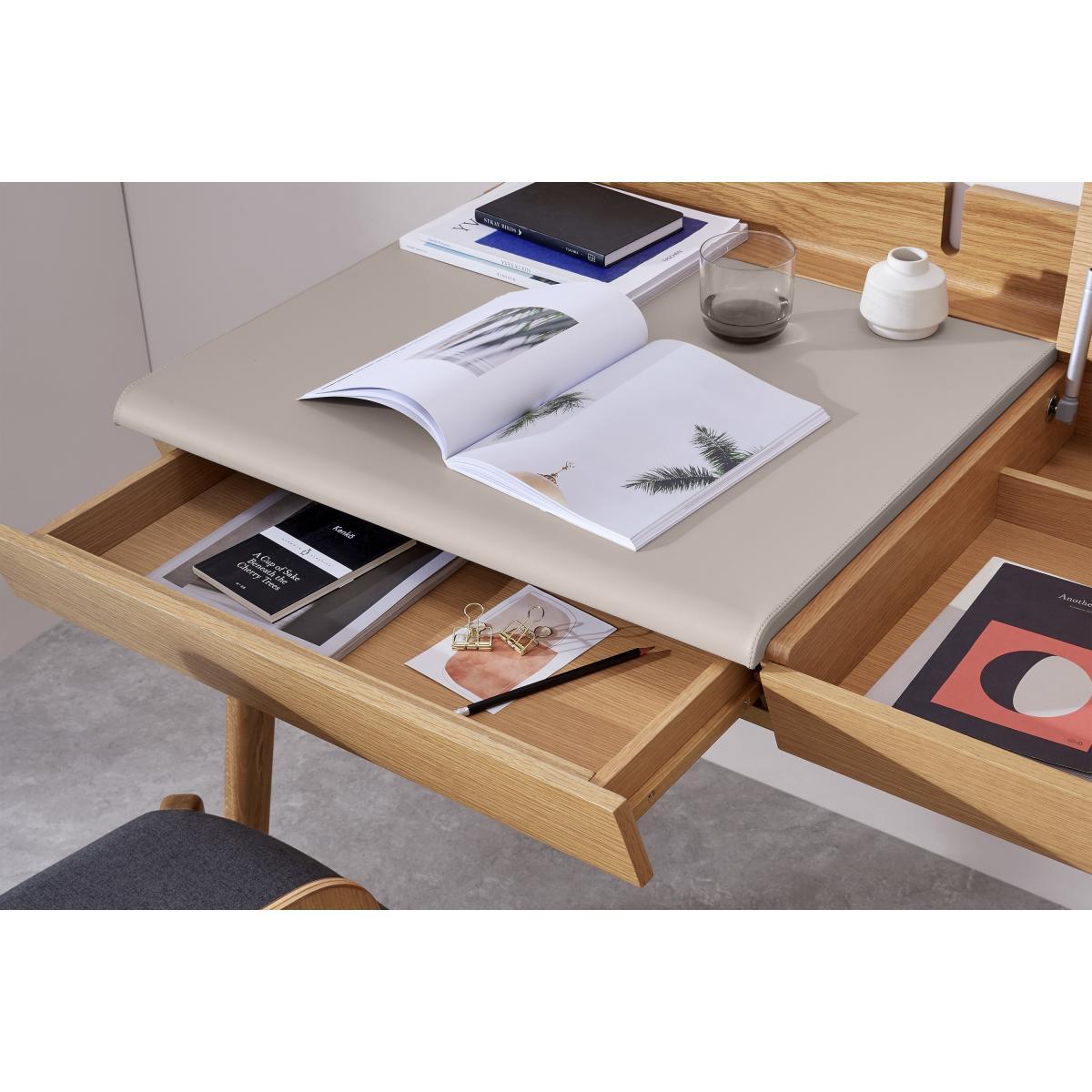 Calama Compact Desk, Oak & Faux Leather – image 5