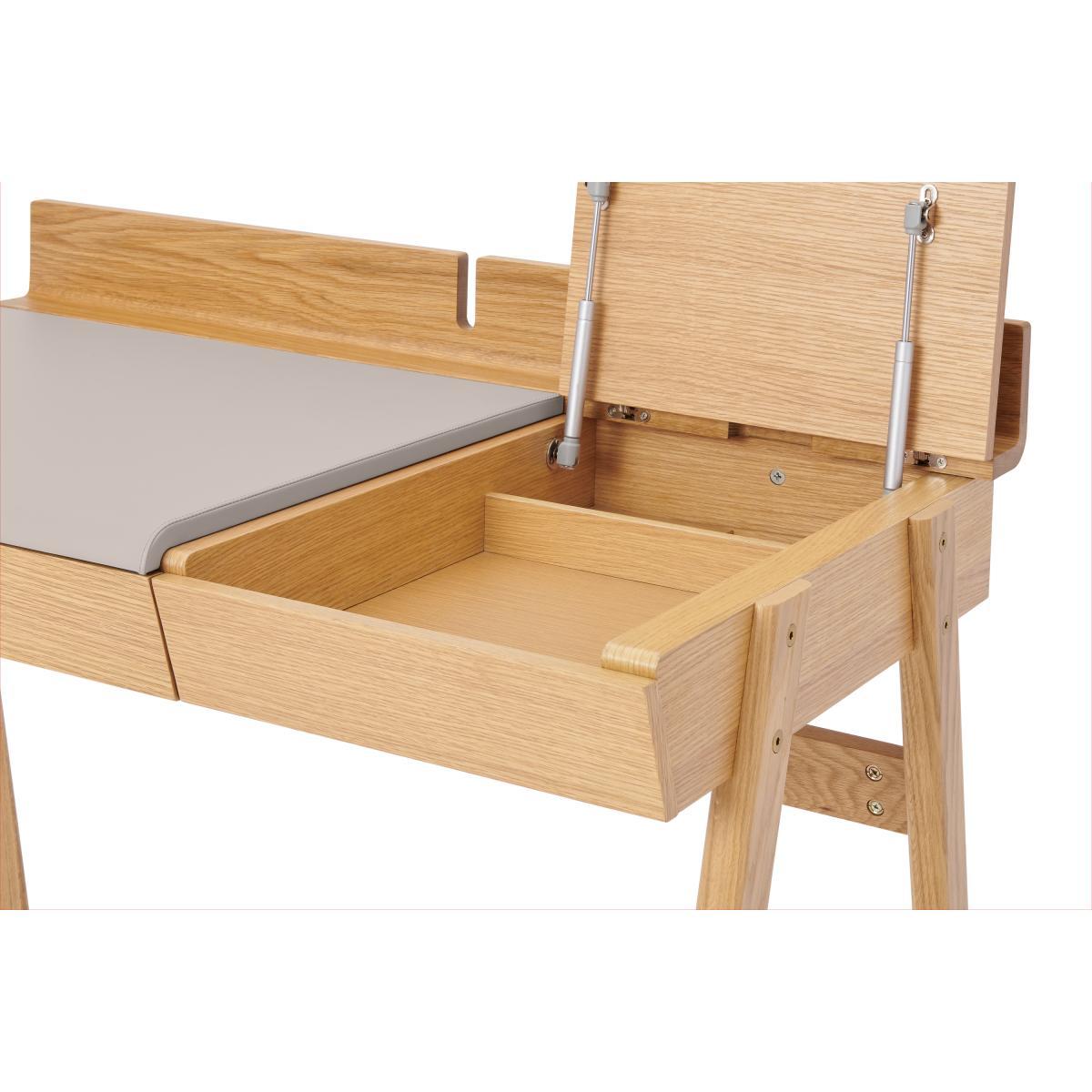 Calama Compact Desk, Oak & Faux Leather – image 7