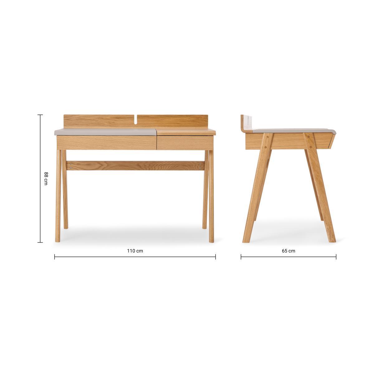 Calama Compact Desk, Oak & Faux Leather – image 10