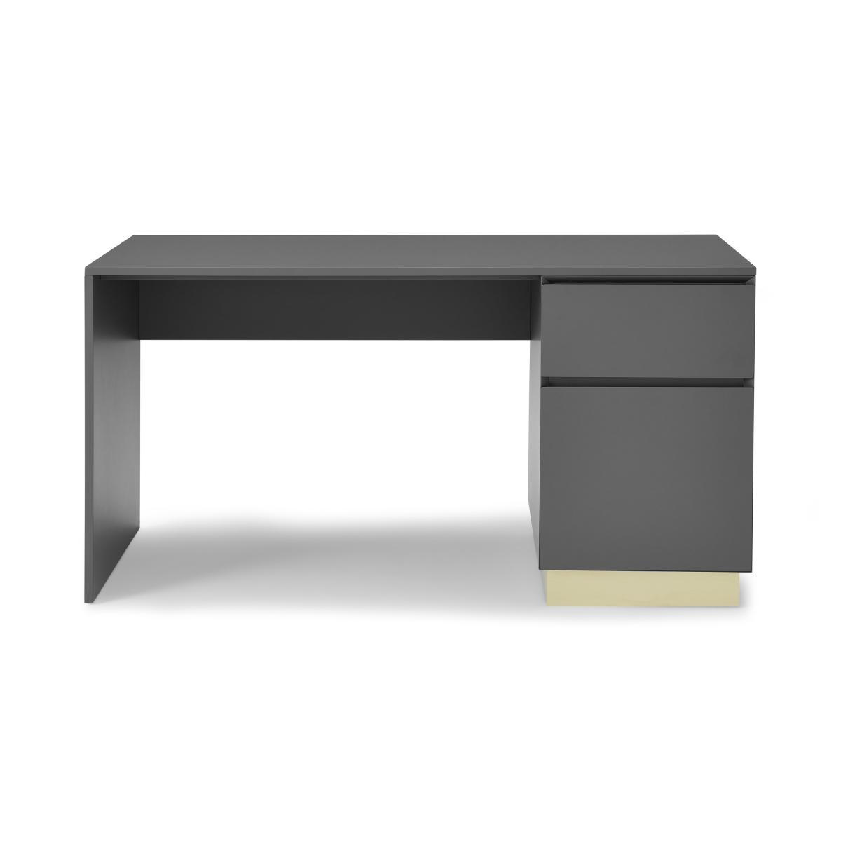 Elsdon Storage Desk, Charcoal Grey & Brass – image 2