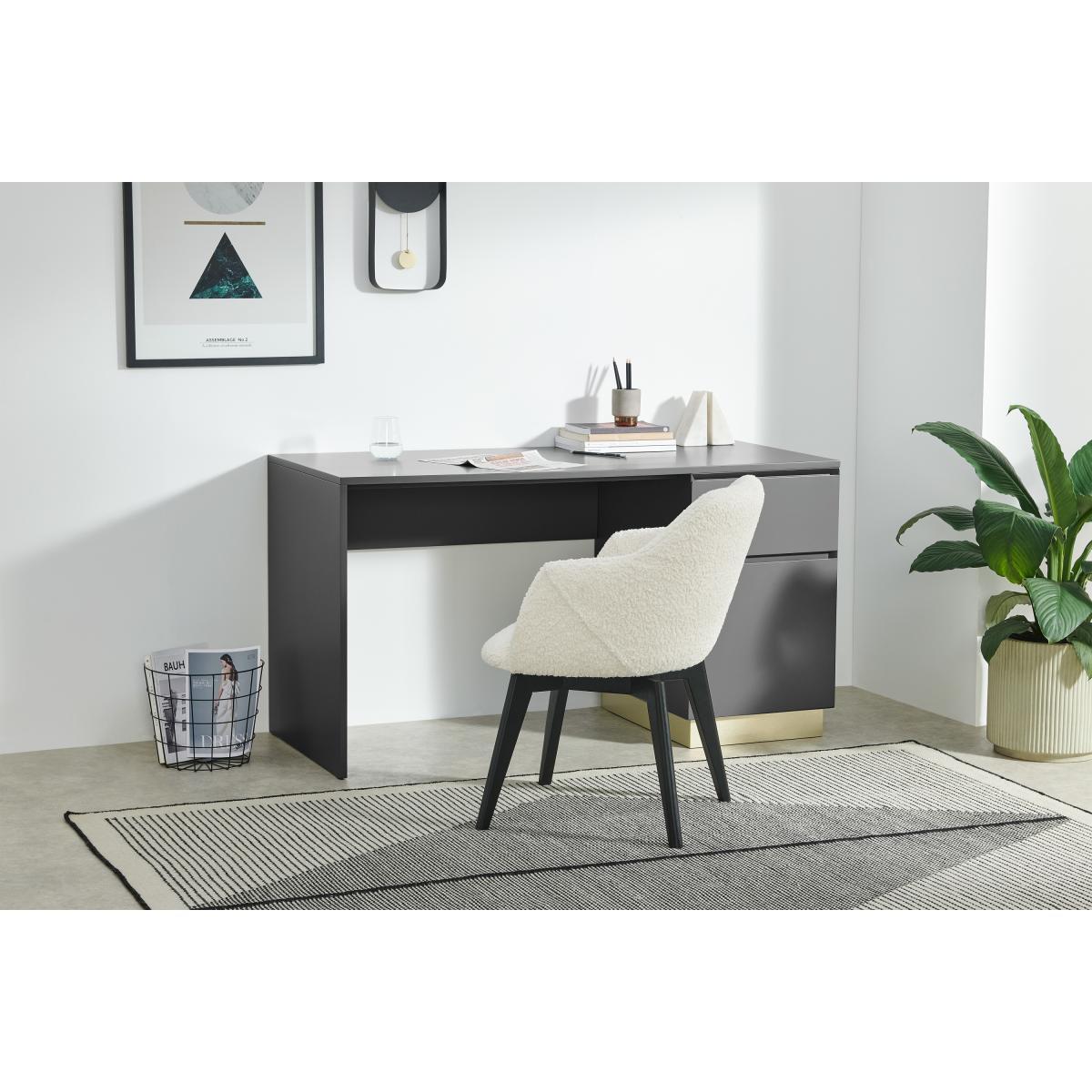 Elsdon Storage Desk, Charcoal Grey & Brass – image 4