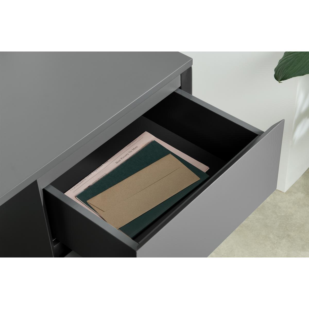Elsdon Storage Desk, Charcoal Grey & Brass – image 5