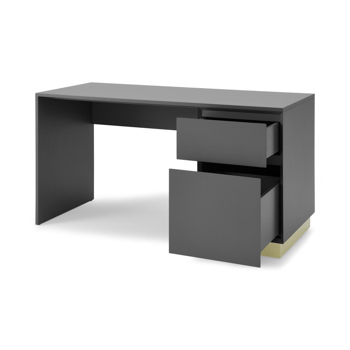 Elsdon Storage Desk, Charcoal Grey & Brass – image 6