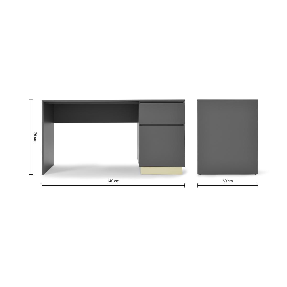 Elsdon Storage Desk, Charcoal Grey & Brass – image 9