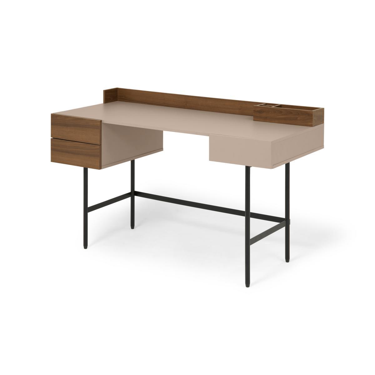 Heaton Wide Desk, Cappuccino & Walnut Effect – image 3