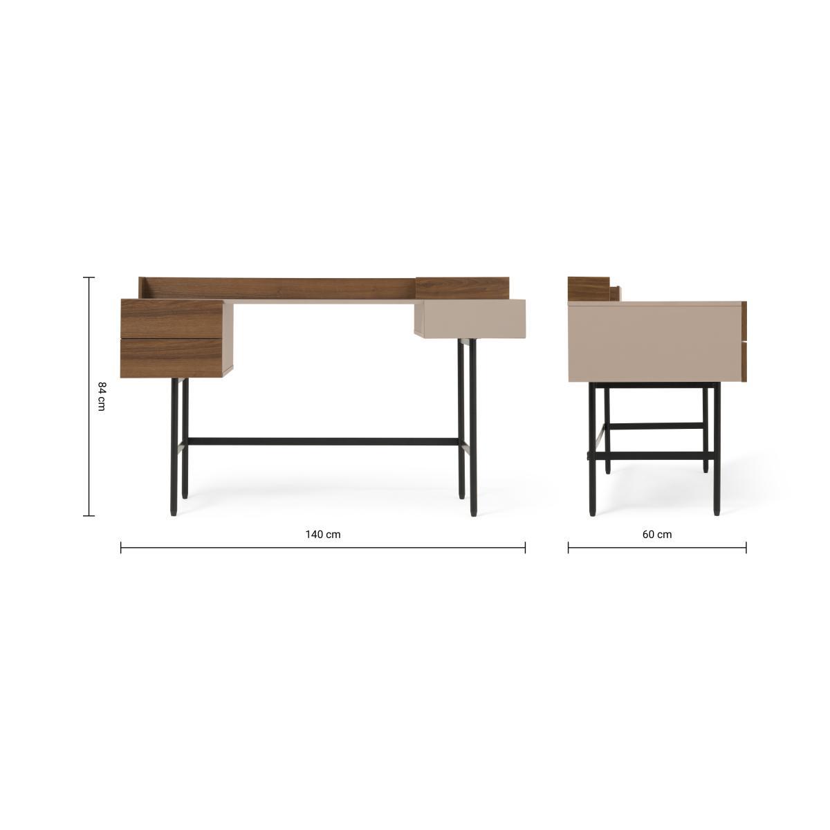 Heaton Wide Desk, Cappuccino & Walnut Effect – image 8