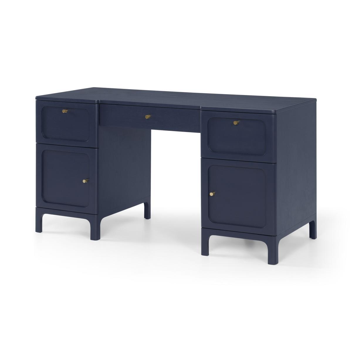 Bromley Wide Desk, Deep Navy & Grey – image 3