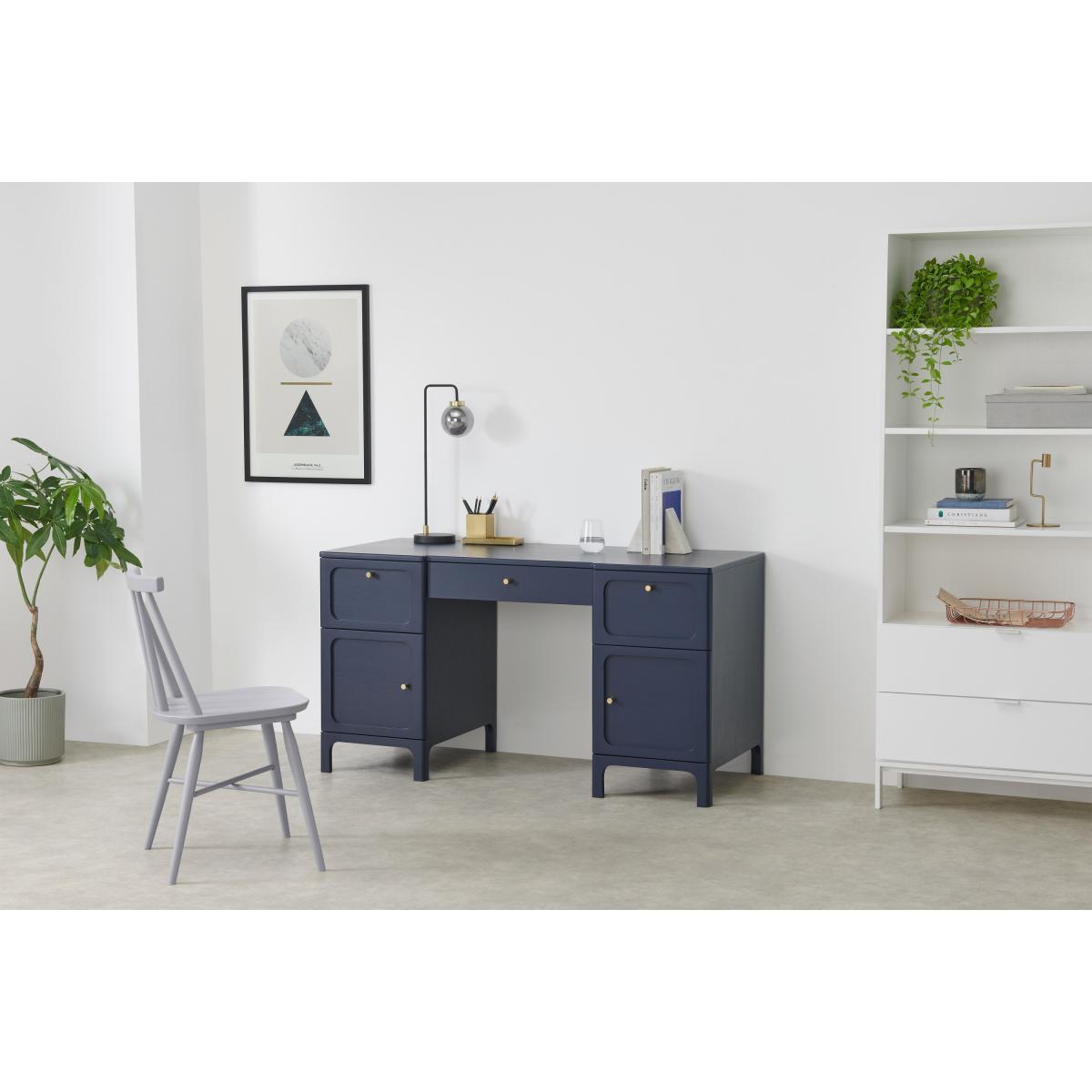 Bromley Wide Desk, Deep Navy & Grey – image 4