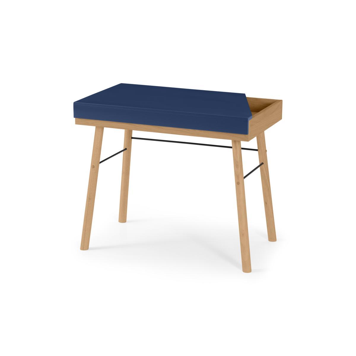 Brennan Lift-Top Desk, Oak and Blue – image 3