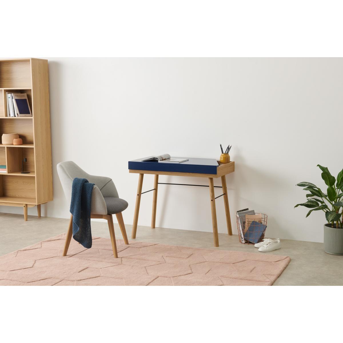 Brennan Lift-Top Desk, Oak and Blue – image 4