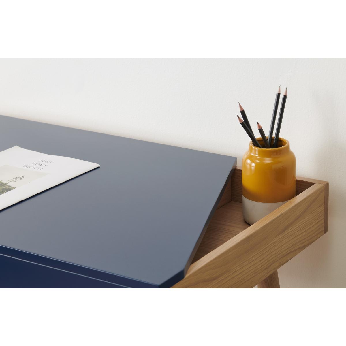 Brennan Lift-Top Desk, Oak and Blue – image 5