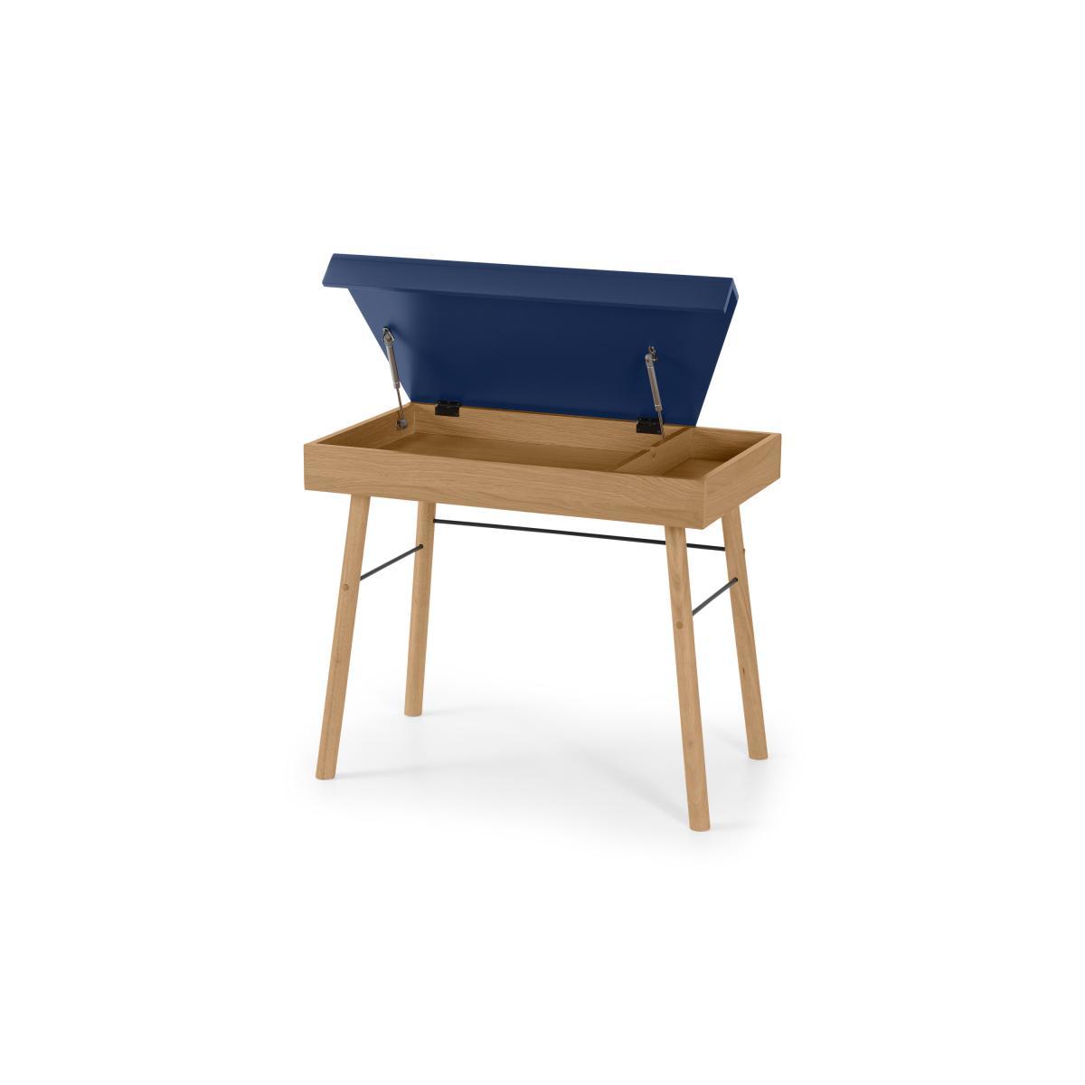 Brennan Lift-Top Desk, Oak and Blue – image 6