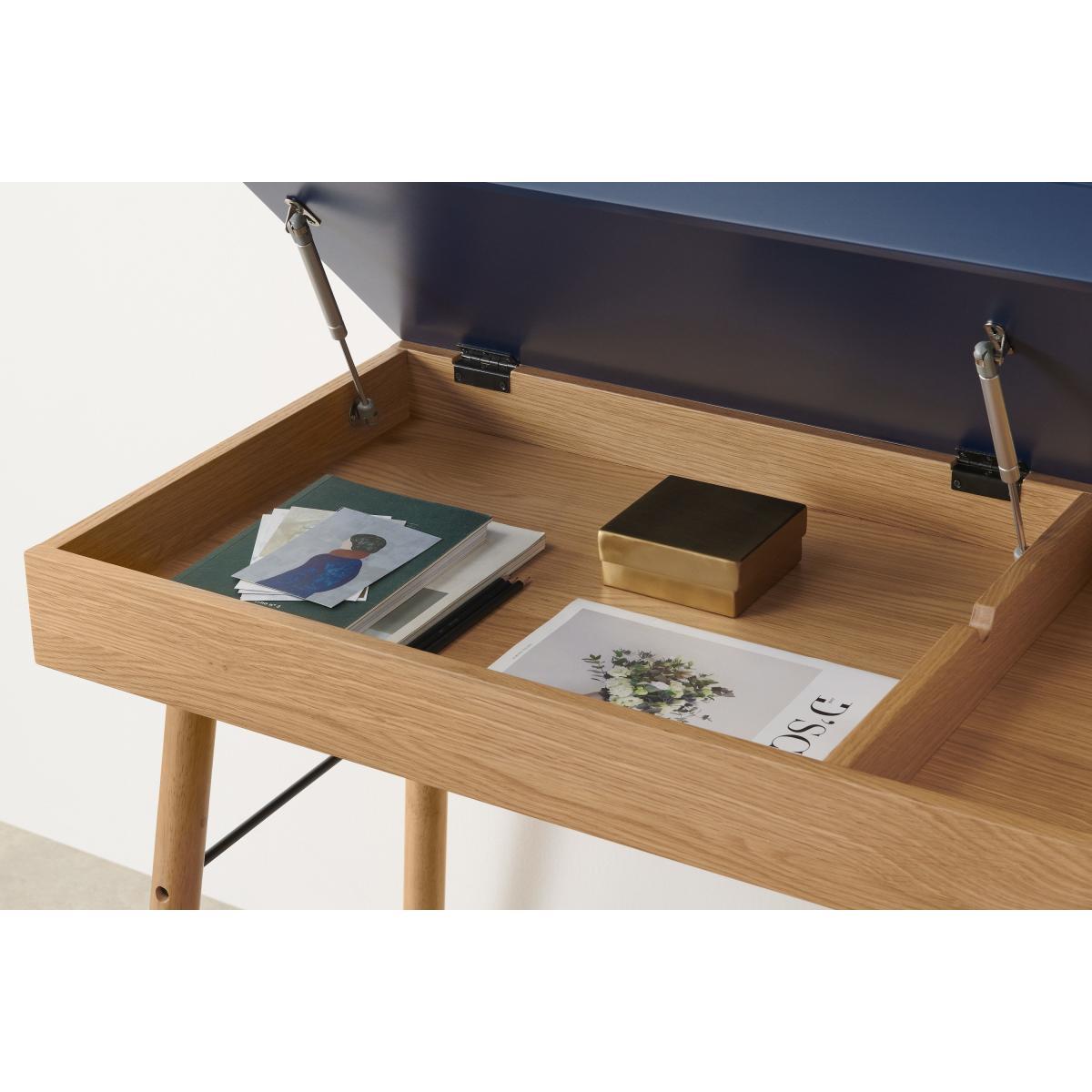 Brennan Lift-Top Desk, Oak and Blue – image 7