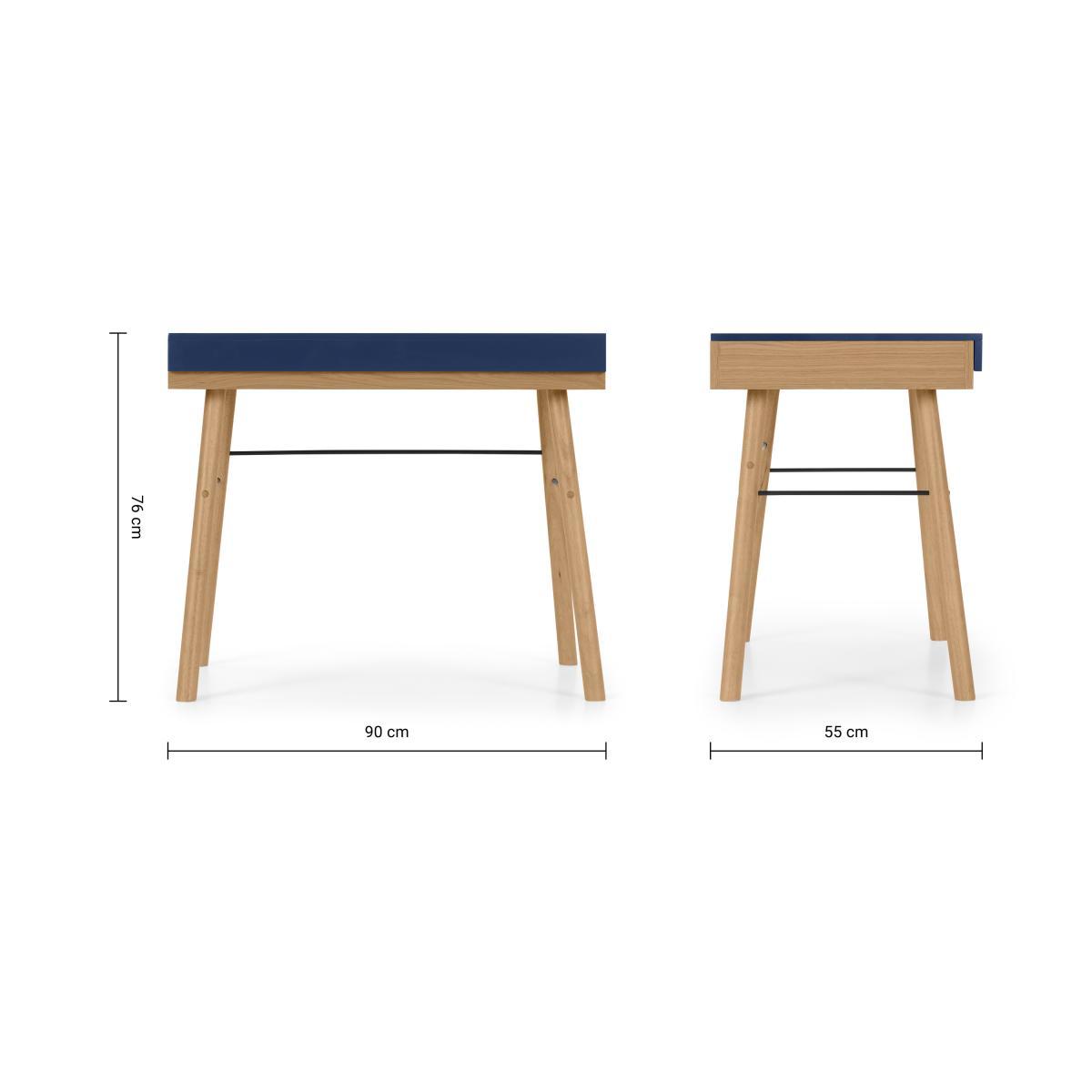 Brennan Lift-Top Desk, Oak and Blue – image 9