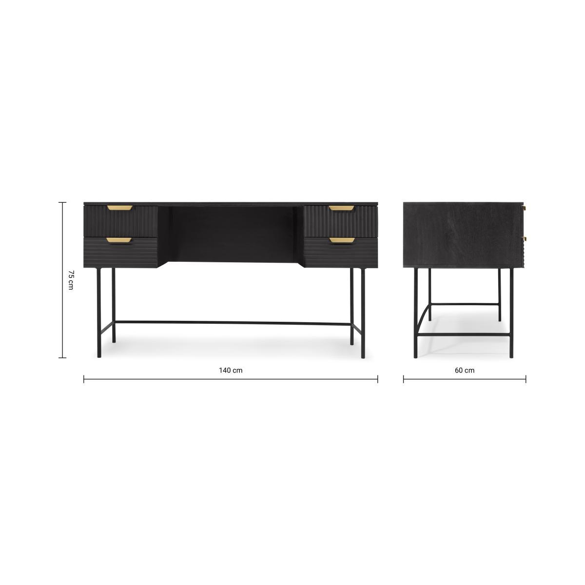 Haines Wide Desk, Charcoal Black Mango Wood – image 9