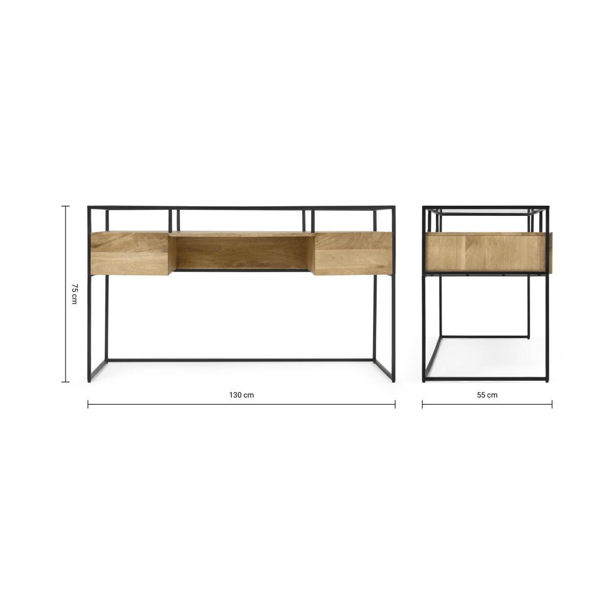 Kilby Desk, Light Mango Wood & Clear Glass – image 9