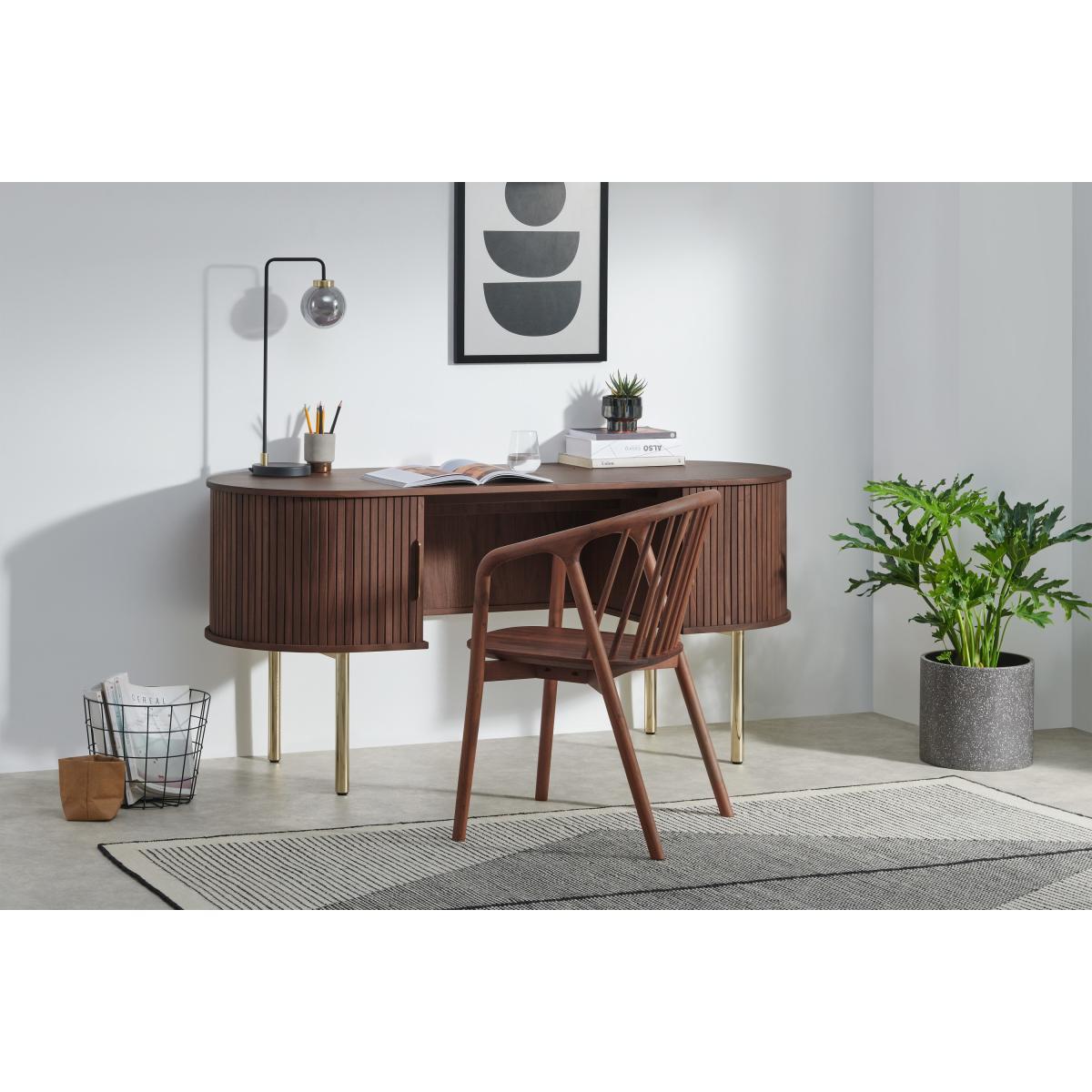 Tambo Wide Desk, Walnut & Brass – image 4