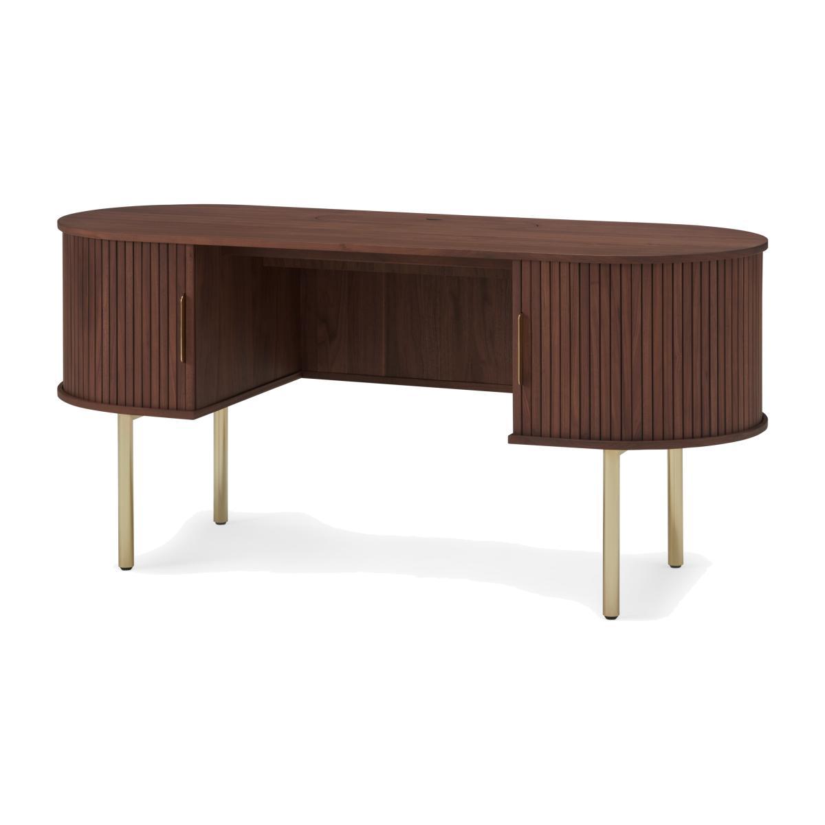 Tambo Wide Desk, Walnut & Brass – image 1